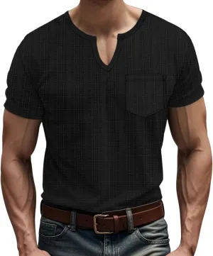 Casual V-Neck Short Sleeve Shirts for Men Linen Fashion Beach Yoga Vacation T-Shirt Relaxed Fit Summer Outdoor Tops