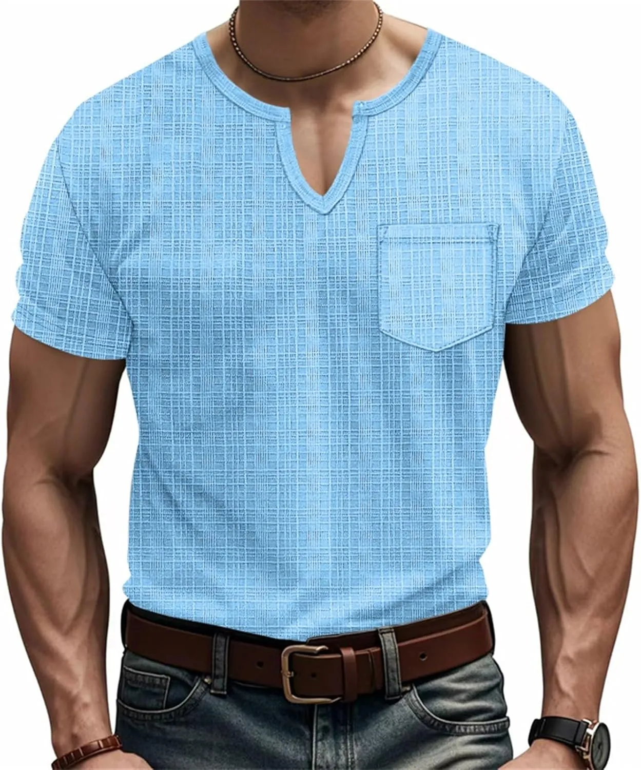 Casual V-Neck Short Sleeve Shirts for Men Linen Fashion Beach Yoga Vacation T-Shirt Relaxed Fit Summer Outdoor Tops