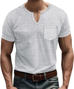 Casual V-Neck Short Sleeve Shirts for Men Linen Fashion Beach Yoga Vacation T-Shirt Relaxed Fit Summer Outdoor Tops