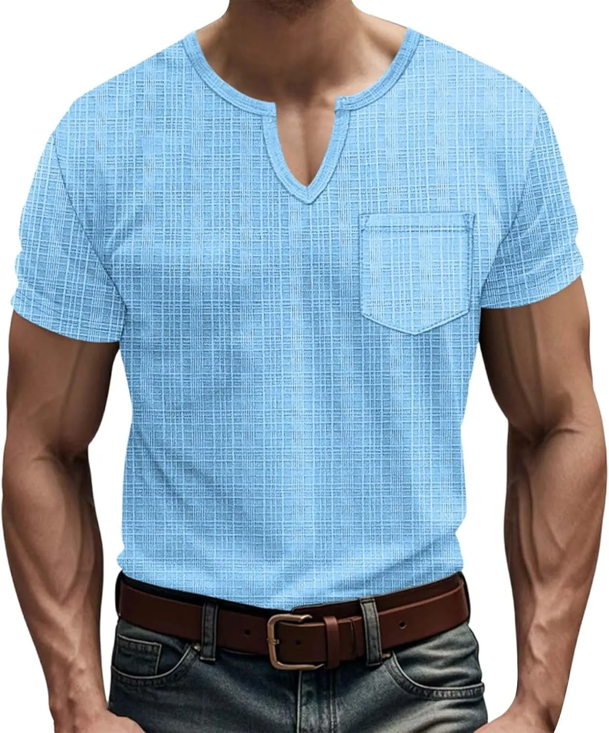 Casual V-Neck Short Sleeve Shirts for Men Linen Fashion Beach Yoga Vacation T-Shirt Relaxed Fit Summer Outdoor Tops