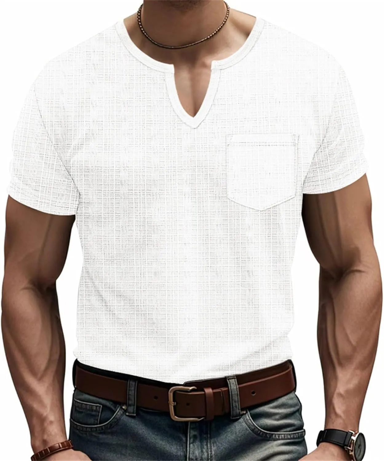 Casual V-Neck Short Sleeve Shirts for Men Linen Fashion Beach Yoga Vacation T-Shirt Relaxed Fit Summer Outdoor Tops