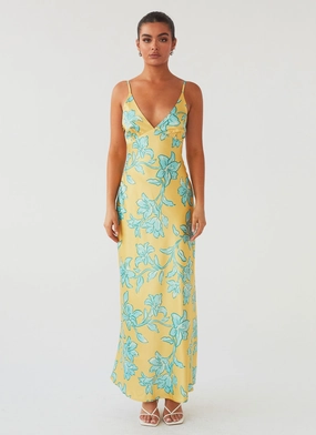 Cozy Drape Fashion Layers Sorrento Sun Maxi Dress - Golden Bloom