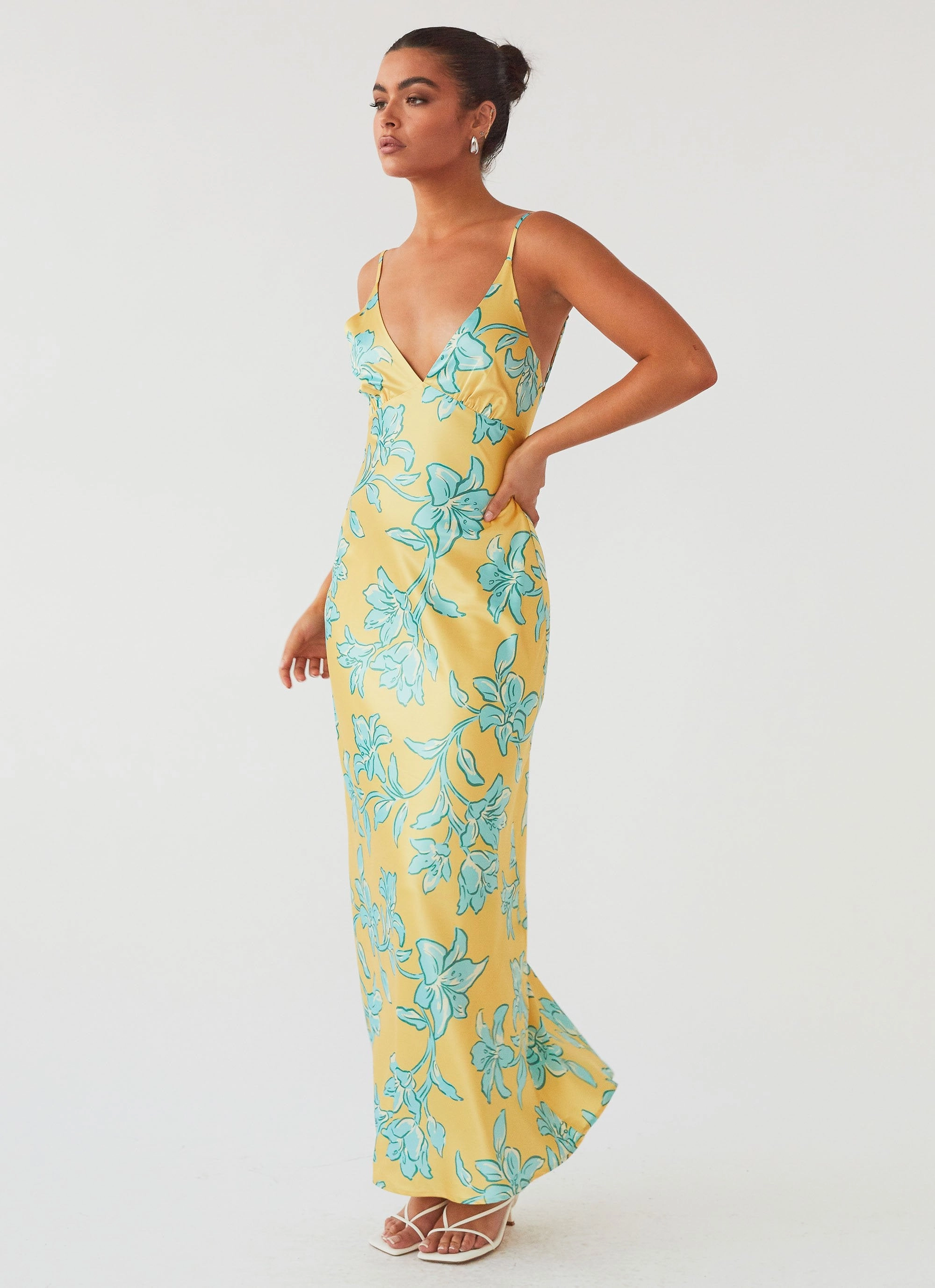 Sorrento Sun Maxi Dress - Golden Bloom Trend Texture Sleek Tailoring