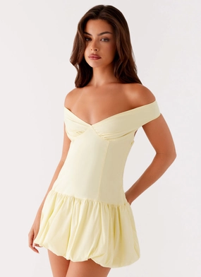 Endless Romance Off Shoulder Mini Dress - Yellow Bodycon-Fit Cocktail Ready