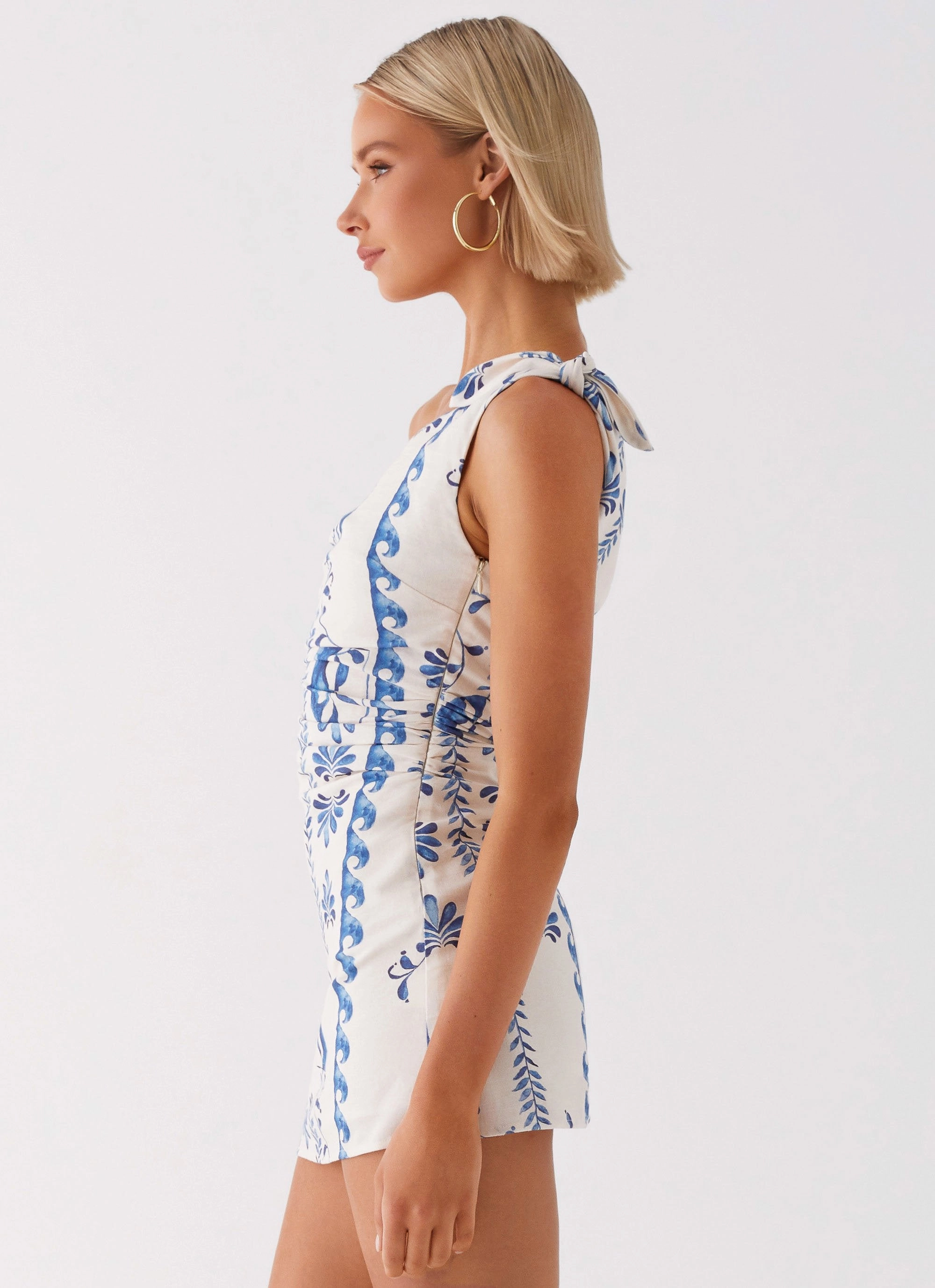 Natural Feel breathable-mesh Amazonia Linen Mini Dress - Floral Wave