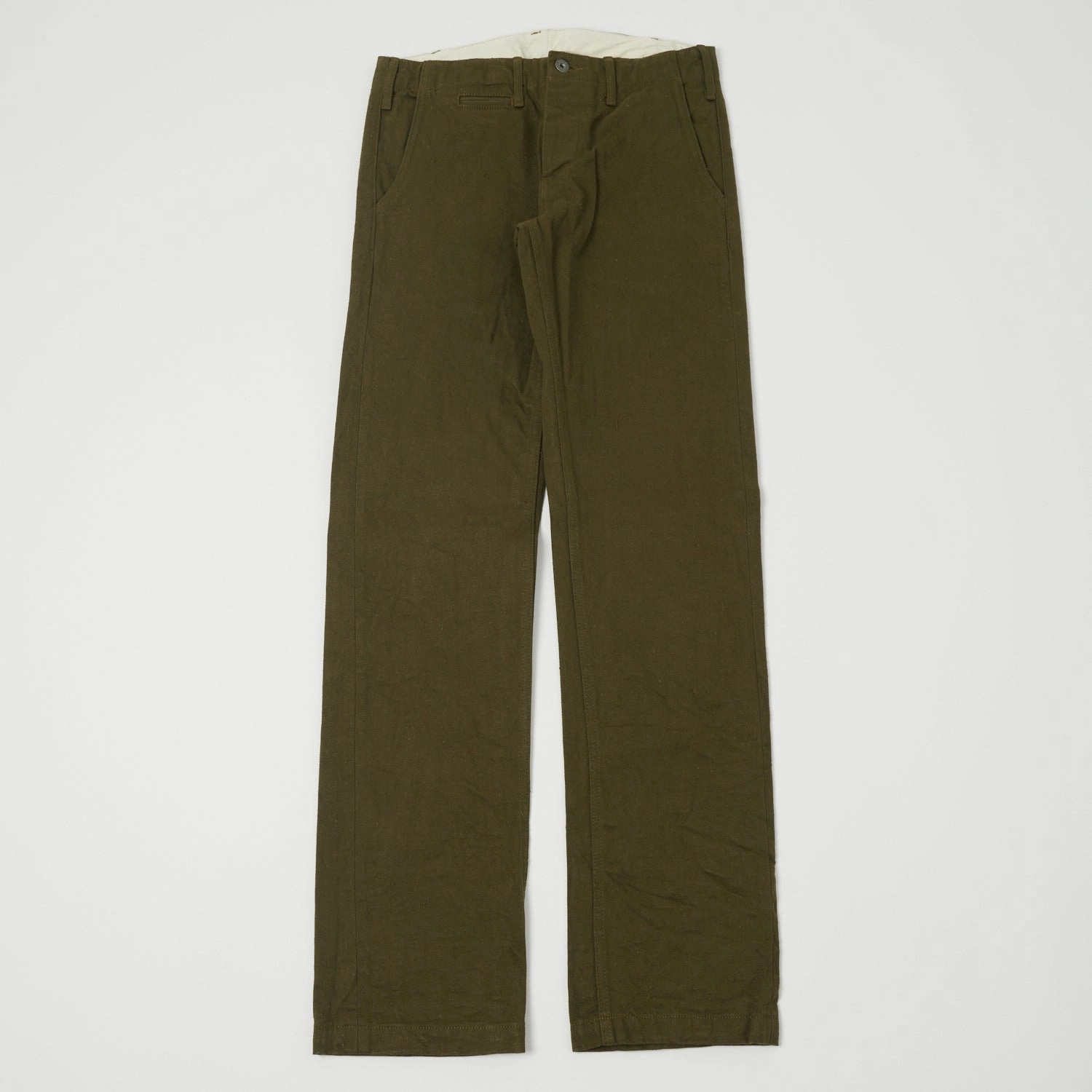 Trail Ready Non Irritating Tags ONI Denim 727DK 12oz Dark Olive Sulfur Slim Straight Chino - Rinsed