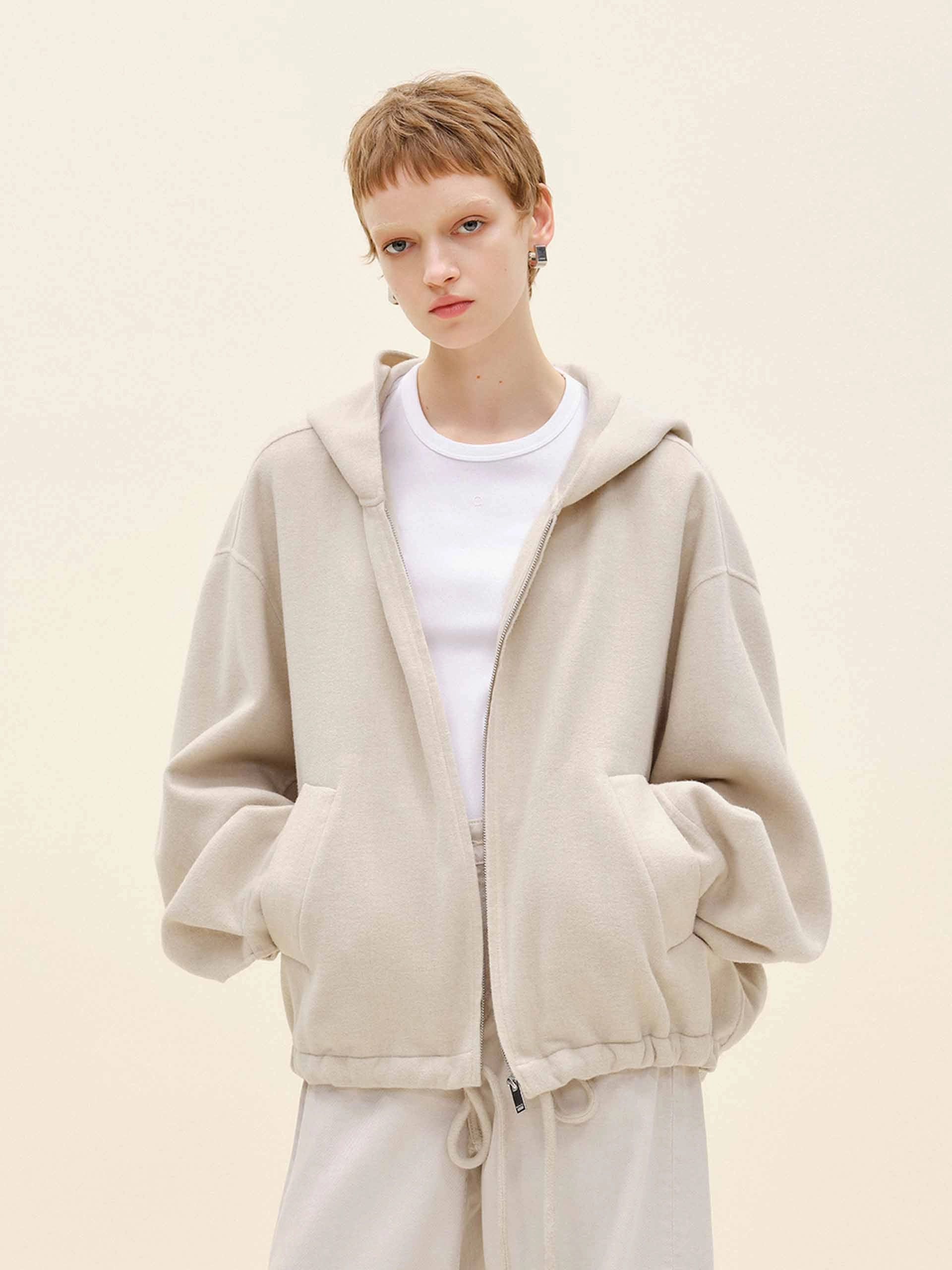 HiddenPockets Drawstring Hem Hooded Coat