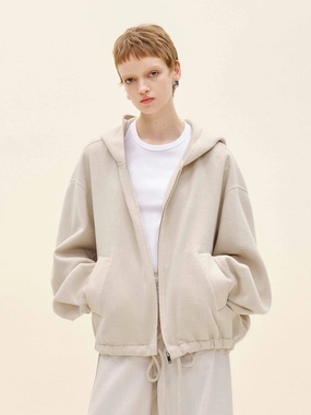 Reflective Zippers Drawstring Hem Hooded Coat