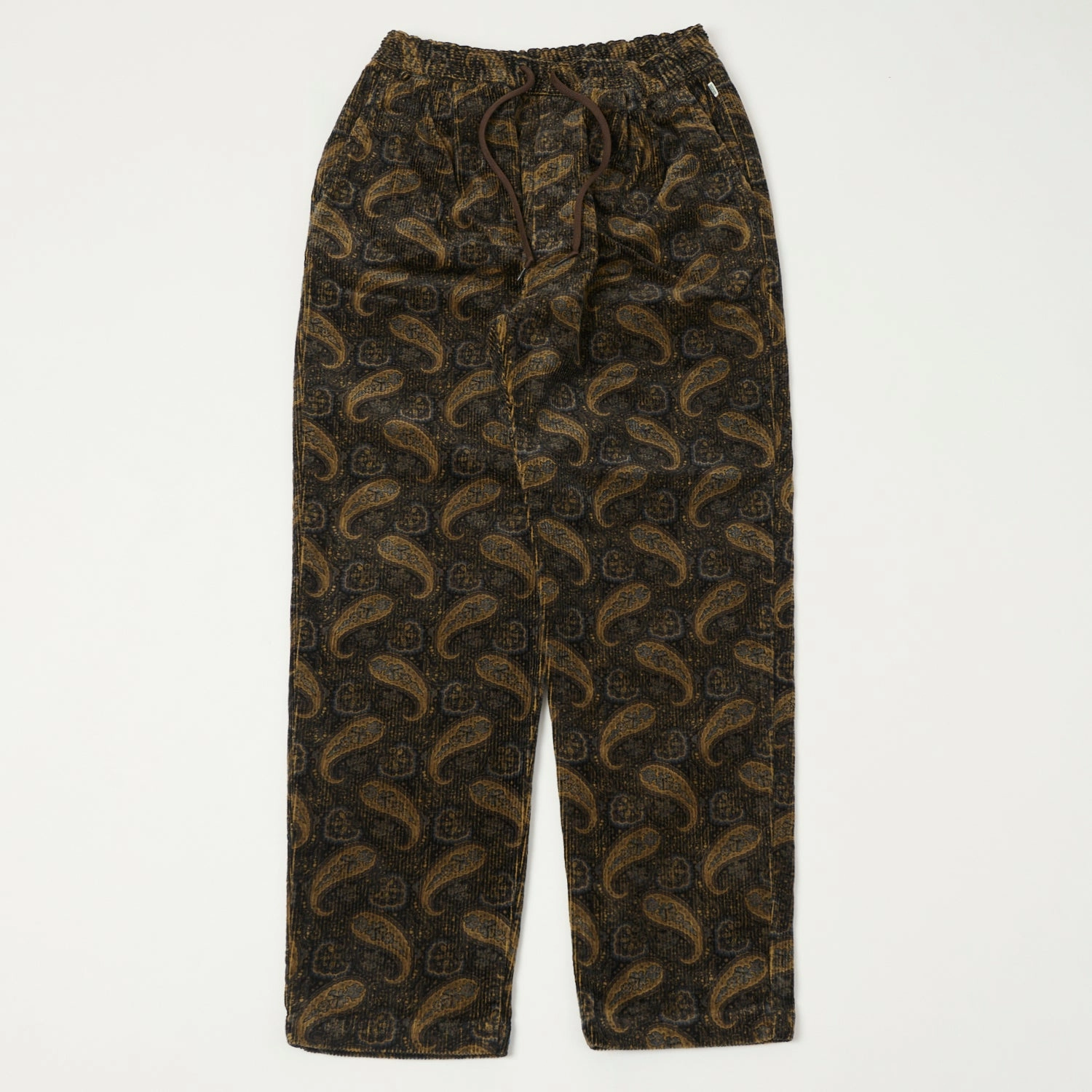 Spellbound Paisley Corduroy Easy Pants - Brown Flexible Ankle Cuffs