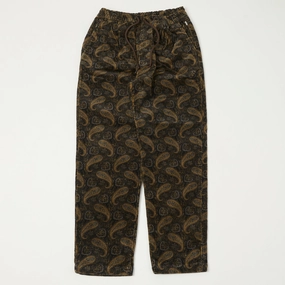 Spellbound Paisley Corduroy Easy Pants - Brown Flexible Ankle Cuffs