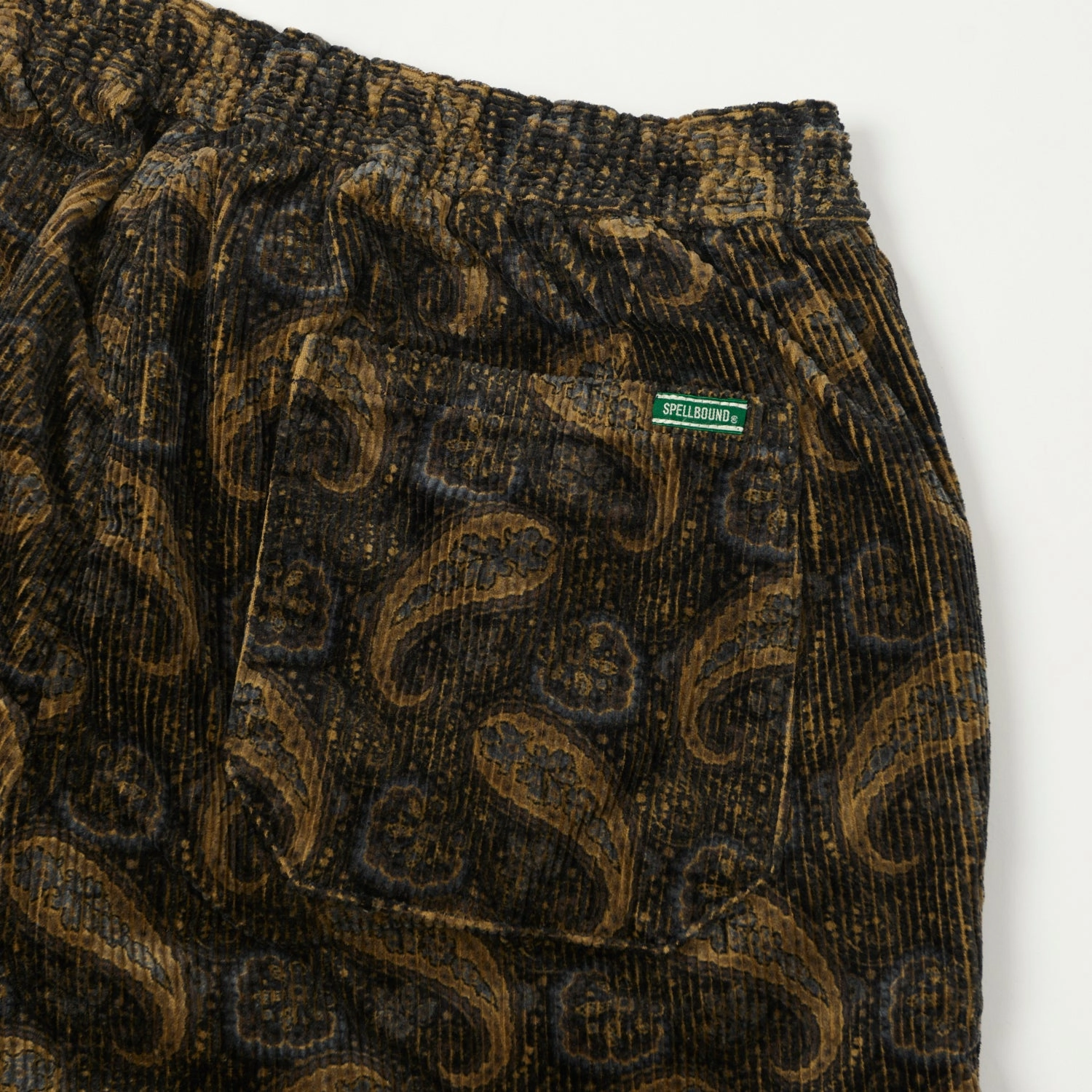 Flexible Cut Seamless construction Spellbound Paisley Corduroy Easy Pants - Brown