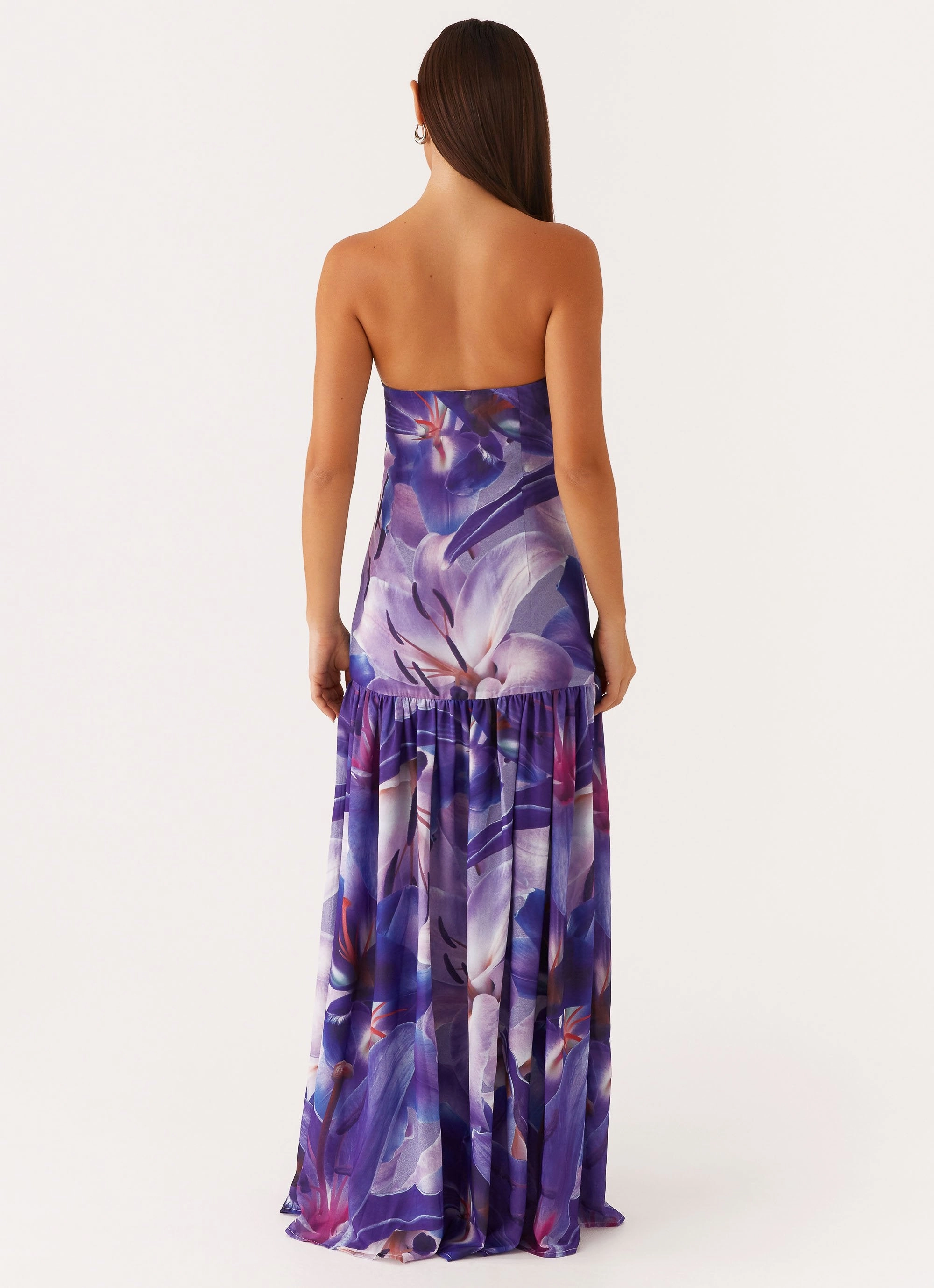 Fresh Glow Season Ready Eden Strapless Maxi Dress - Purple White Lilly