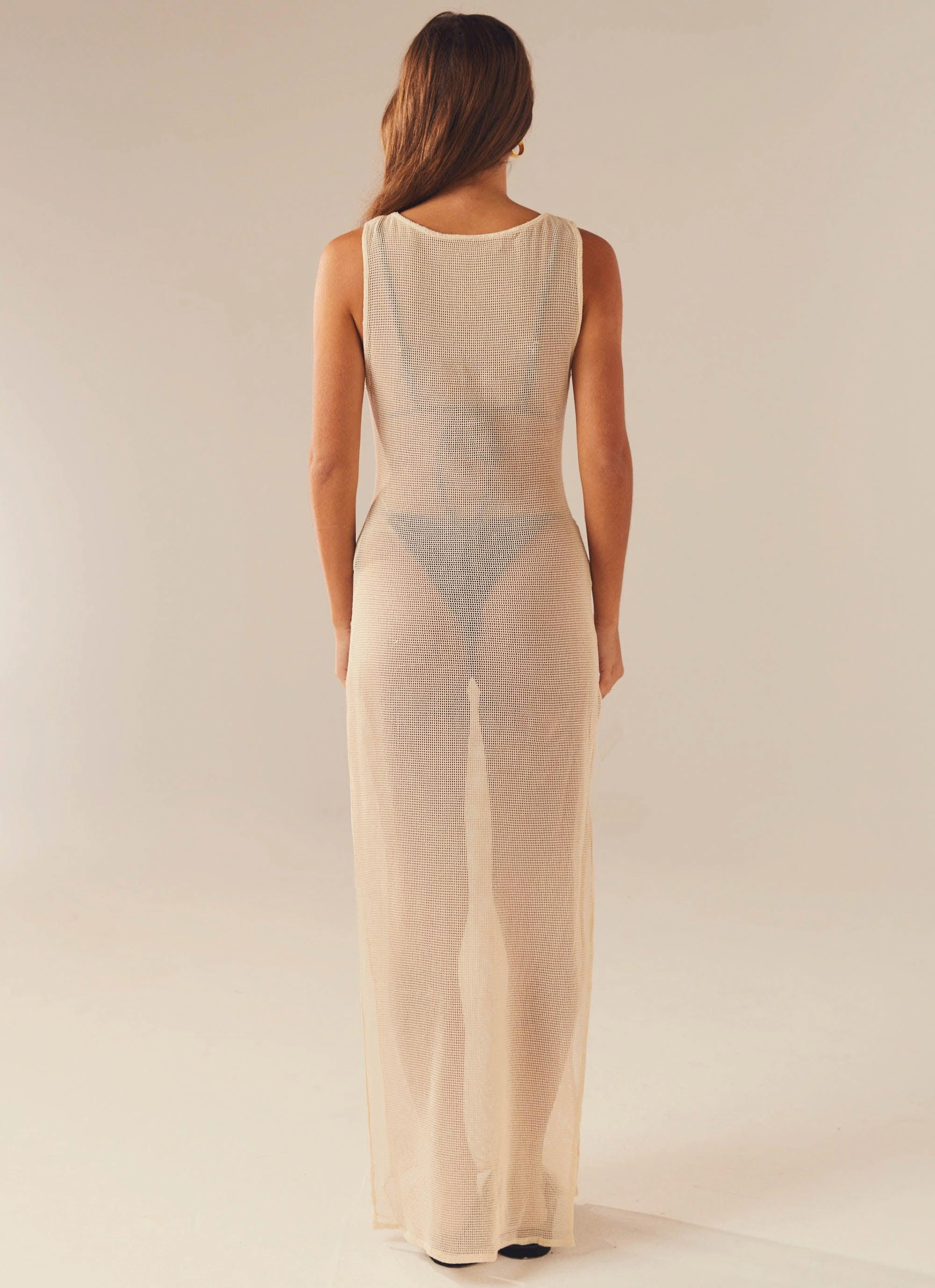 Caught Up Maxi Dress - Beige Tall Fit Work Chic