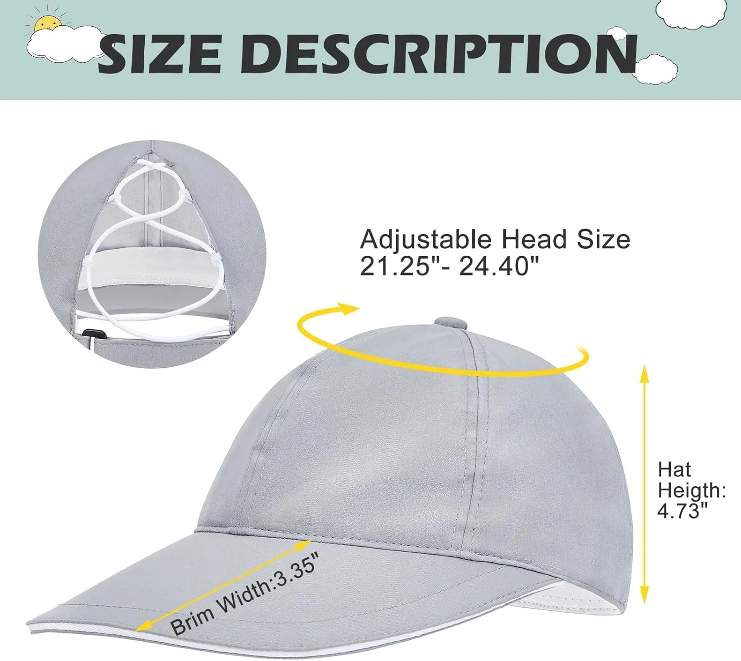 Century Star Waterproof Baseball Cap Ponytail Hat for Women Mens Running Golf Outdoor UV Protection Caps Unisex Sun Hats
