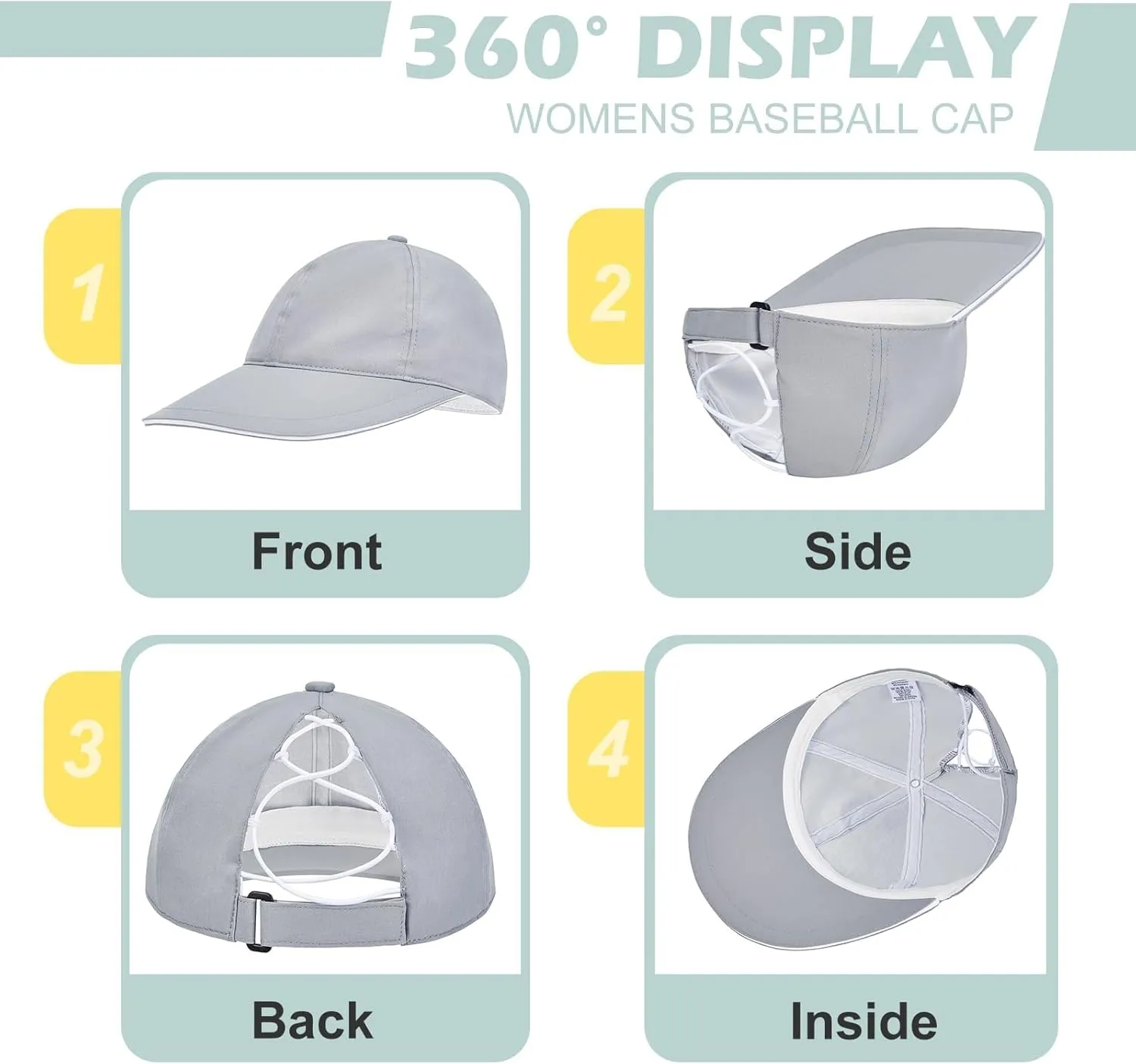 Century Star Waterproof Baseball Cap Ponytail Hat for Women Mens Running Golf Outdoor UV Protection Caps Unisex Sun Hats