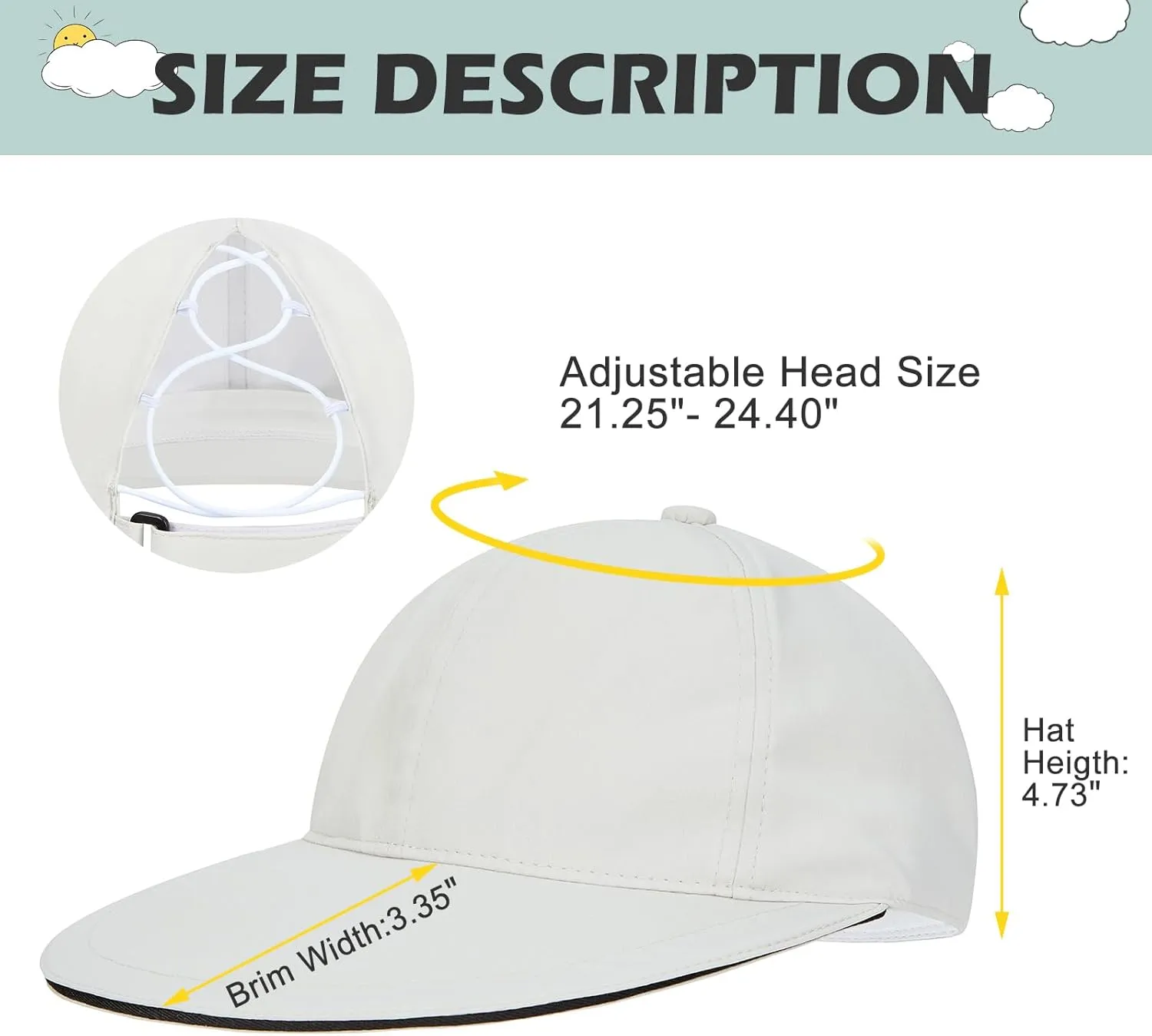 Century Star Waterproof Baseball Cap Ponytail Hat for Women Mens Running Golf Outdoor UV Protection Caps Unisex Sun Hats