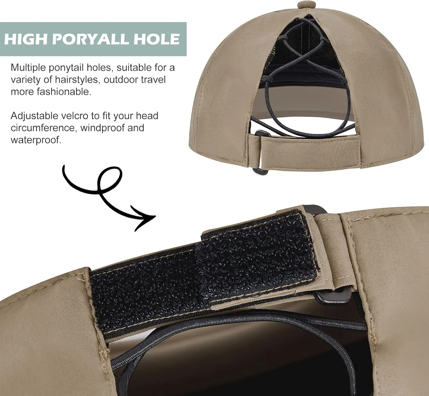 Century Star Waterproof Baseball Cap Ponytail Hat for Women Mens Running Golf Outdoor UV Protection Caps Unisex Sun Hats