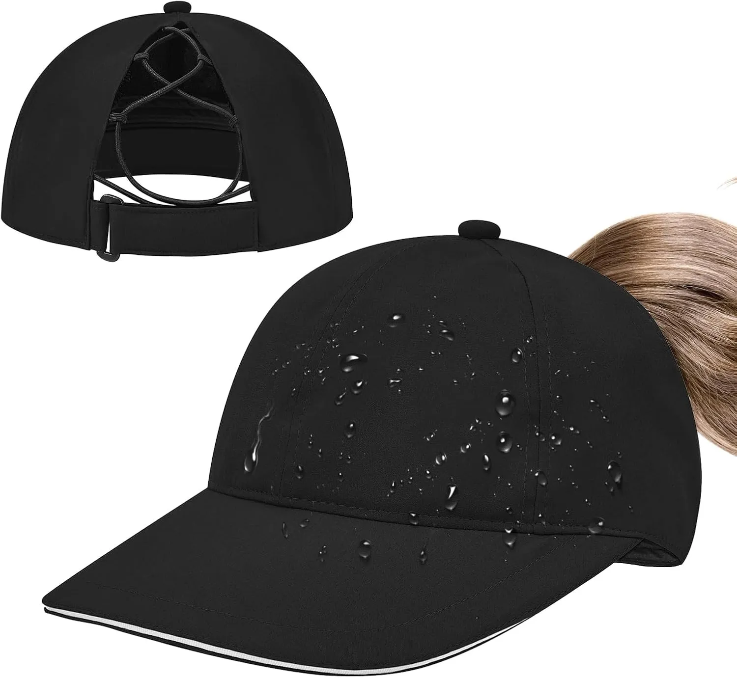 Century Star Waterproof Baseball Cap Ponytail Hat for Women Mens Running Golf Outdoor UV Protection Caps Unisex Sun Hats