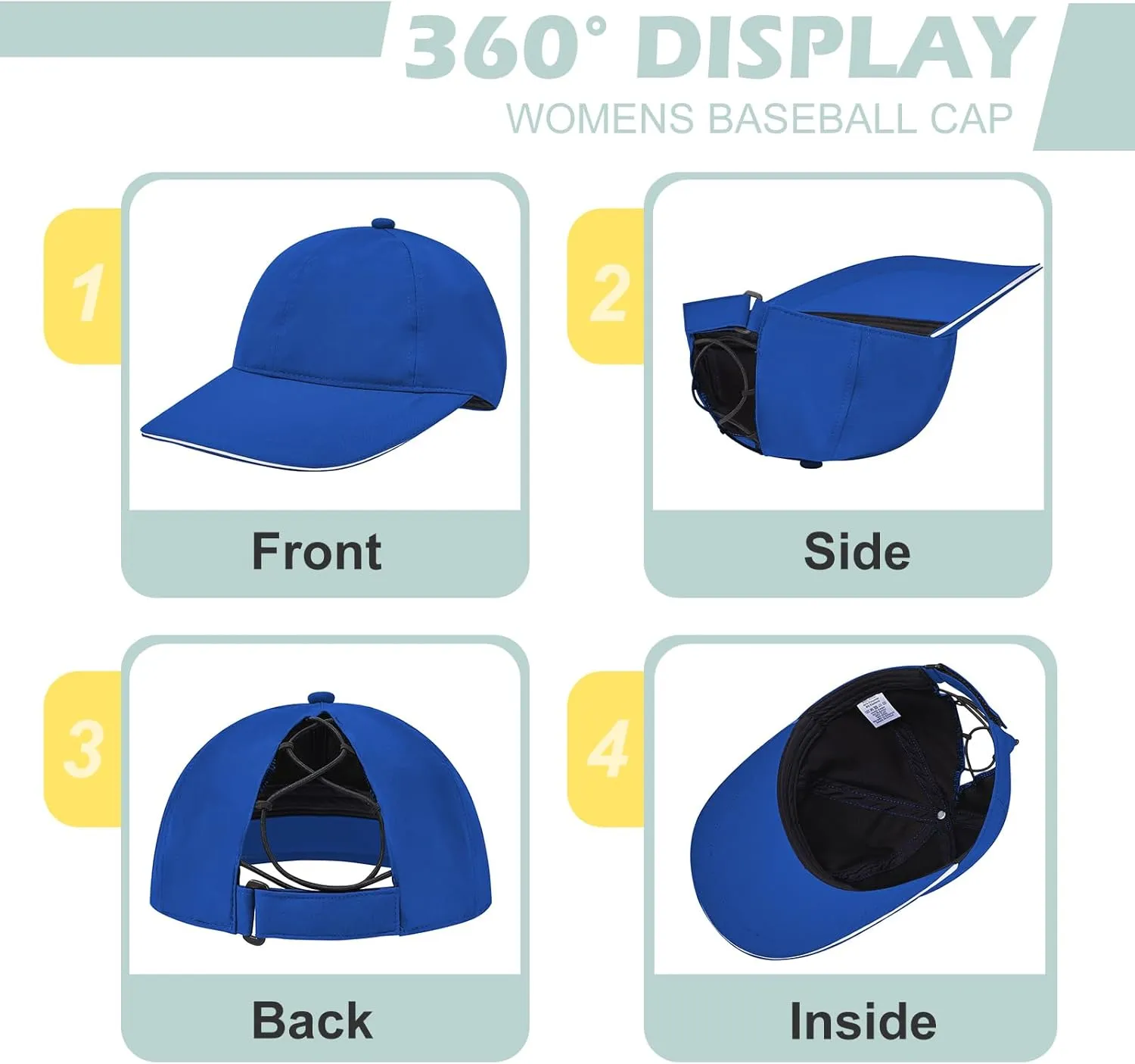 Century Star Waterproof Baseball Cap Ponytail Hat for Women Mens Running Golf Outdoor UV Protection Caps Unisex Sun Hats