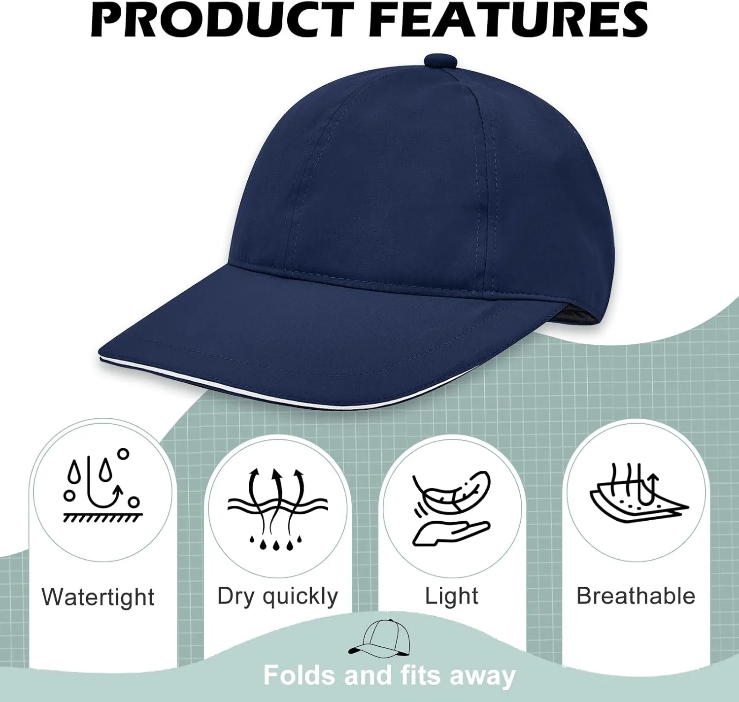 Century Star Waterproof Baseball Cap Ponytail Hat for Women Mens Running Golf Outdoor UV Protection Caps Unisex Sun Hats