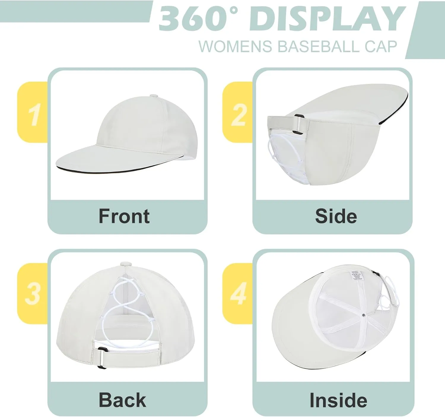 Century Star Waterproof Baseball Cap Ponytail Hat for Women Mens Running Golf Outdoor UV Protection Caps Unisex Sun Hats