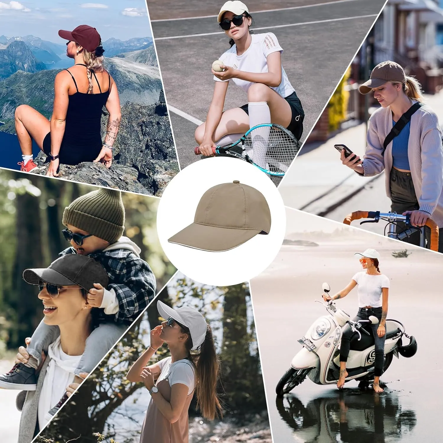 Century Star Waterproof Baseball Cap Ponytail Hat for Women Mens Running Golf Outdoor UV Protection Caps Unisex Sun Hats