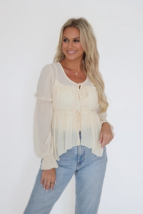 Multi Panel Cut Relaxed Fit Shirt Ava Tie Front Blouse