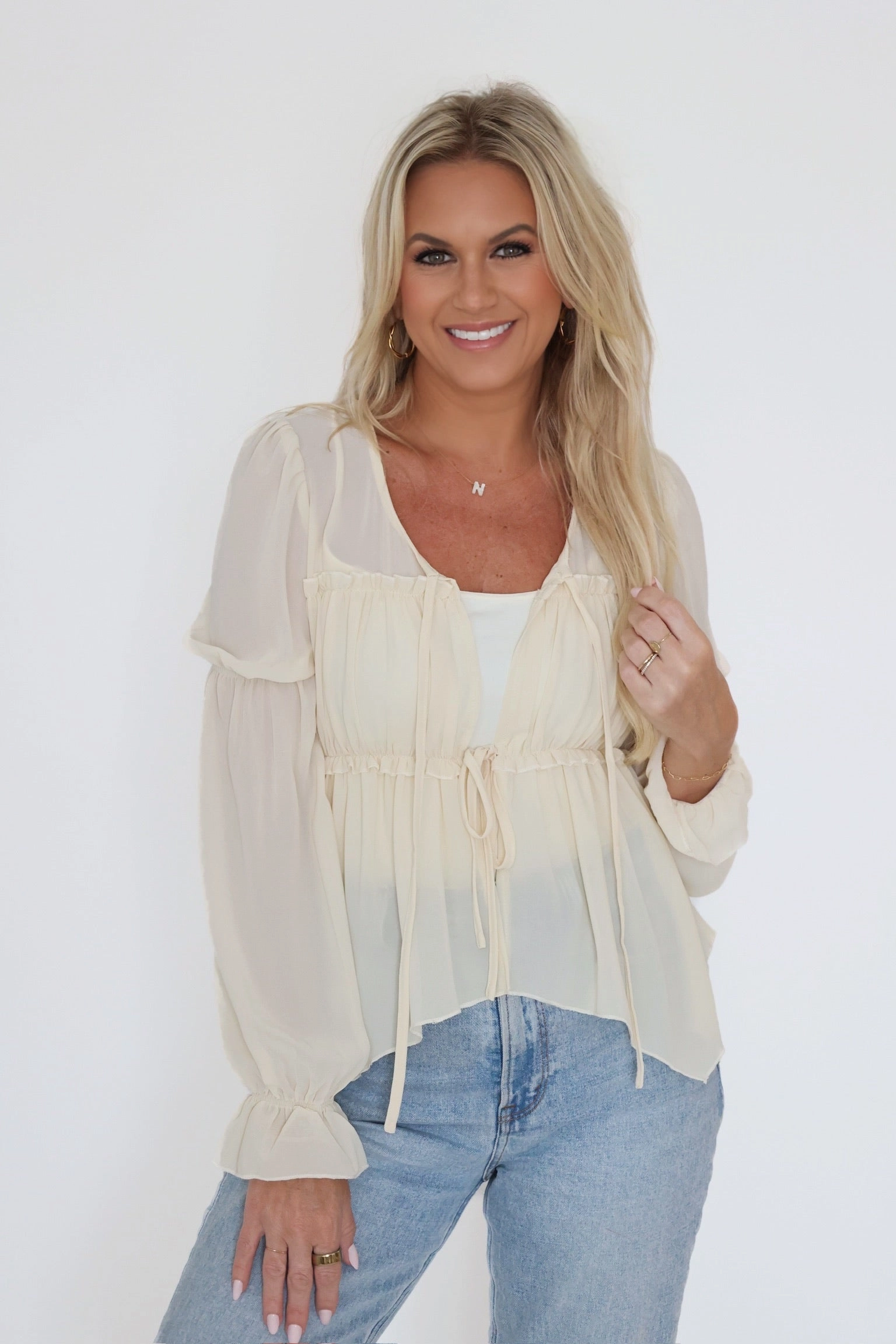 Retro Style Ava Tie Front Blouse