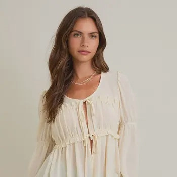 Ava Tie Front Blouse Fitted Tank Microfiber Material