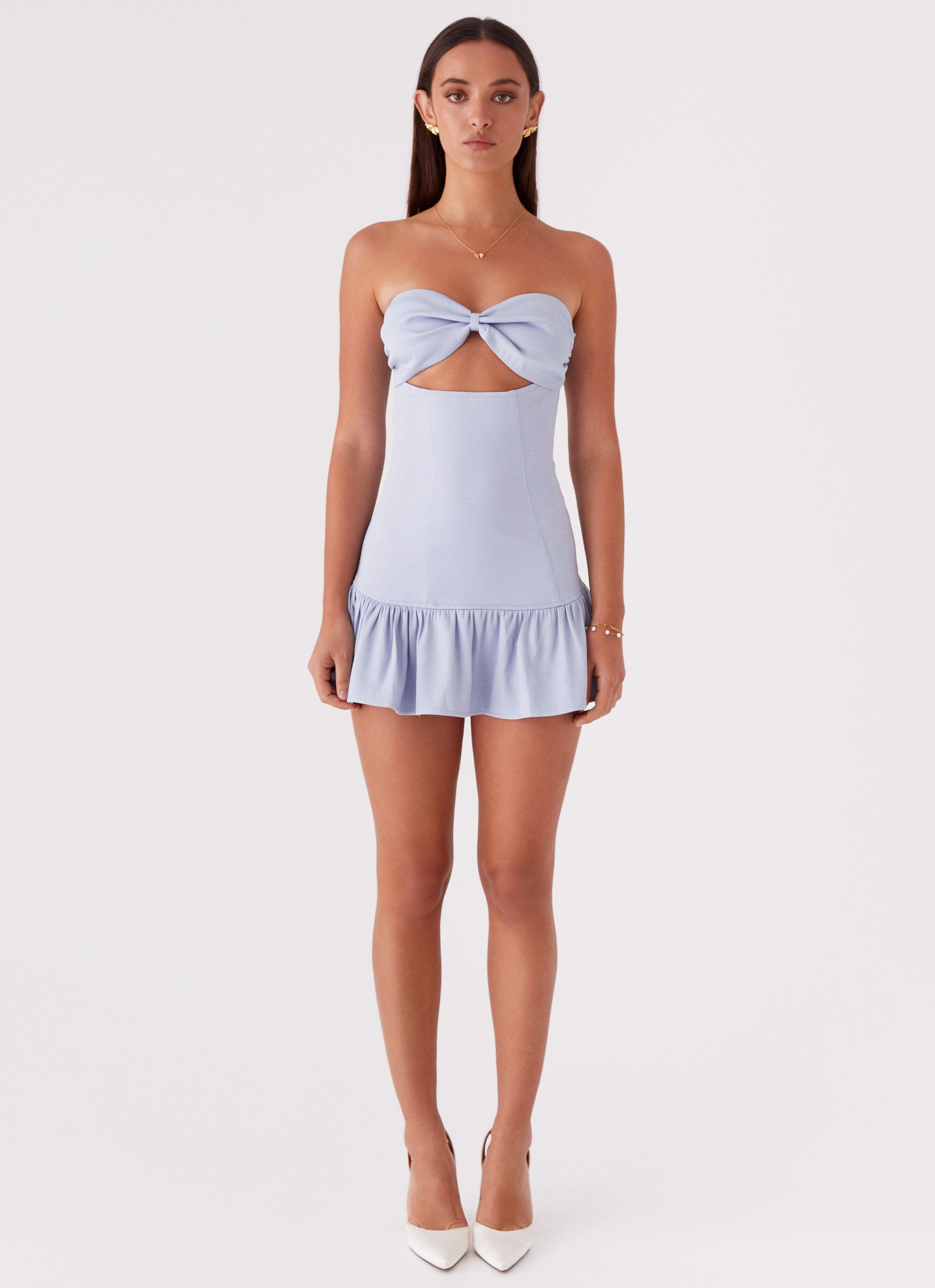 Gigi Frill Mini Dress - Blue Climate-Adaptive Soft Presence