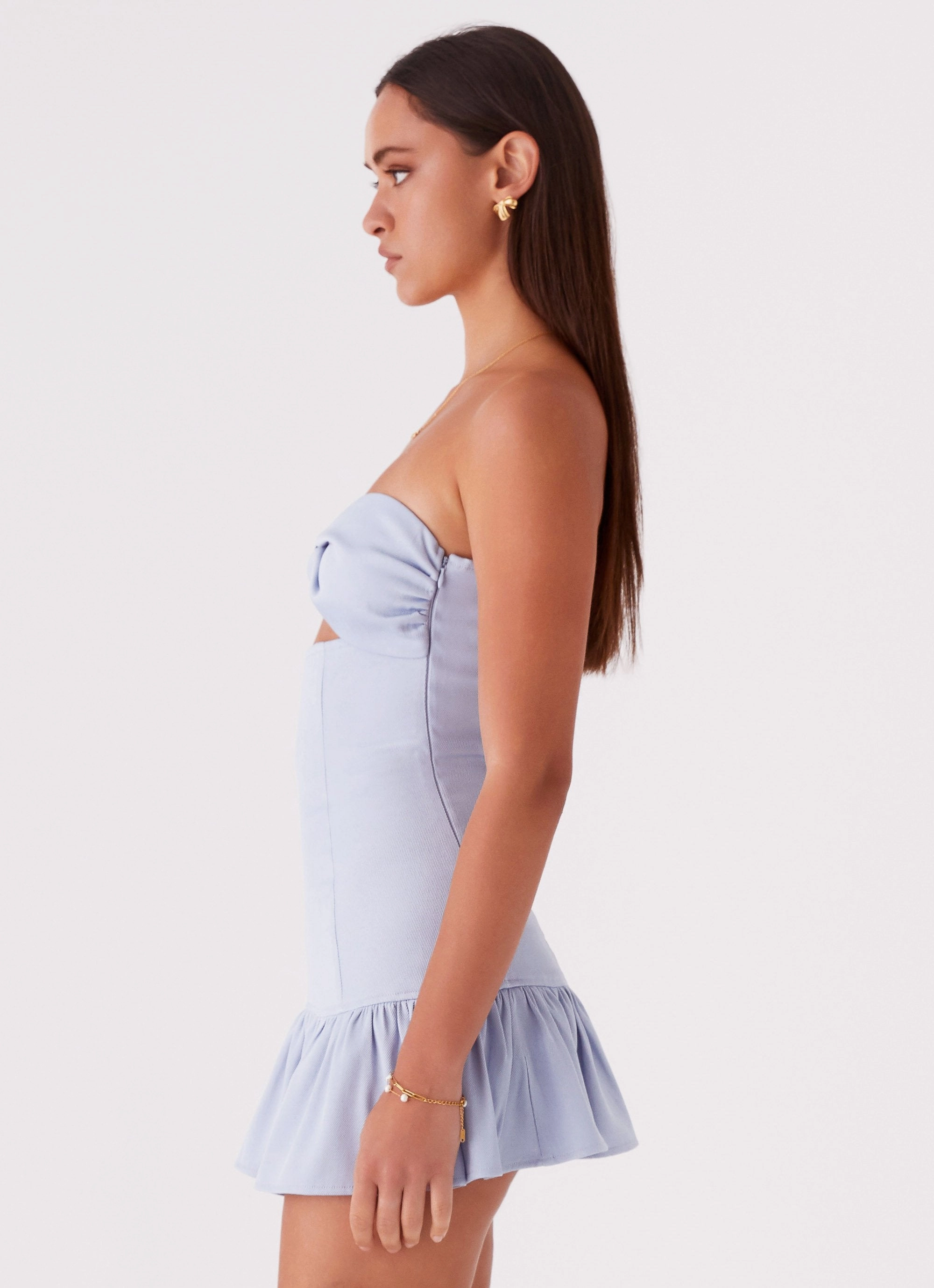 Simple Profile Gigi Frill Mini Dress - Blue