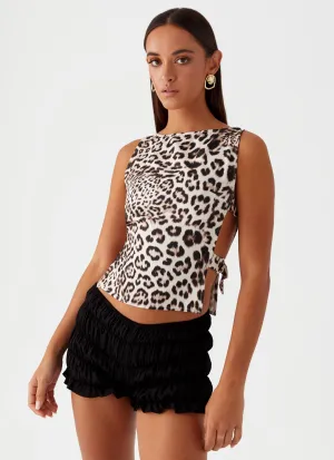 Curved Hem Cherish You Buckle Top - Leopard