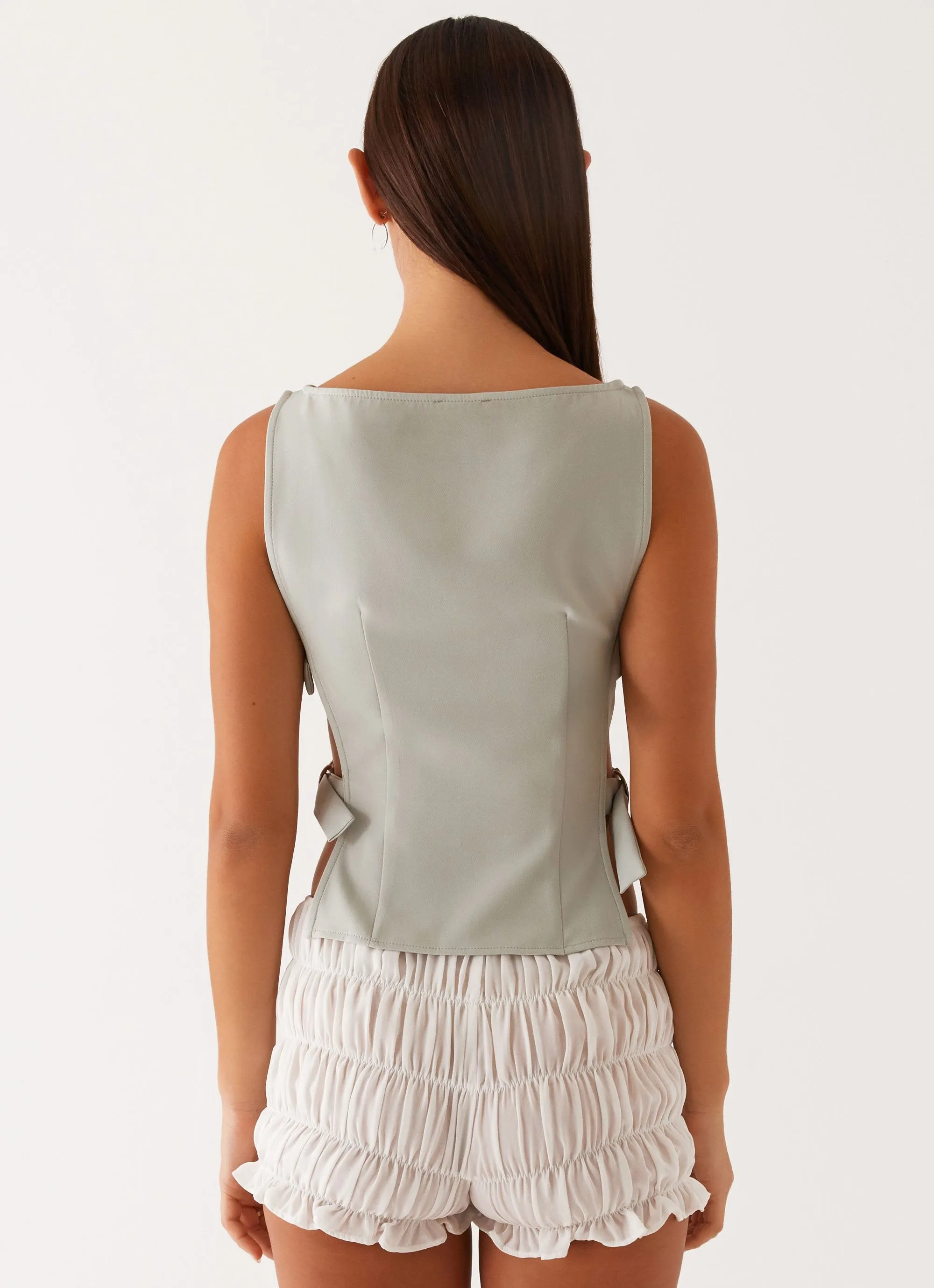 Cherish You Buckle Top - Sage PreShrunkFabric Butter Soft Handfeel