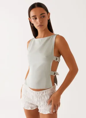 Layered Look Cherish You Buckle Top - Sage