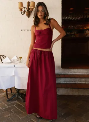Minimal Design Light Mood Cheryl Maxi Skirt - Cherry Red