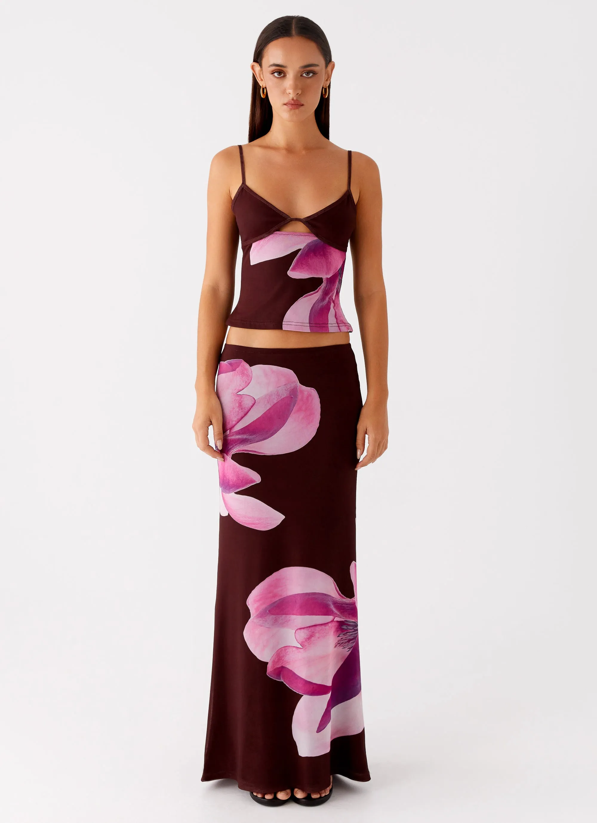 Matching Belt Alpha Maxi Skirt - Dark Chocolate