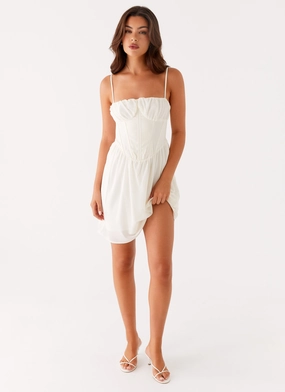 Romantic Bloom Harmony Mini Dress - Ivory