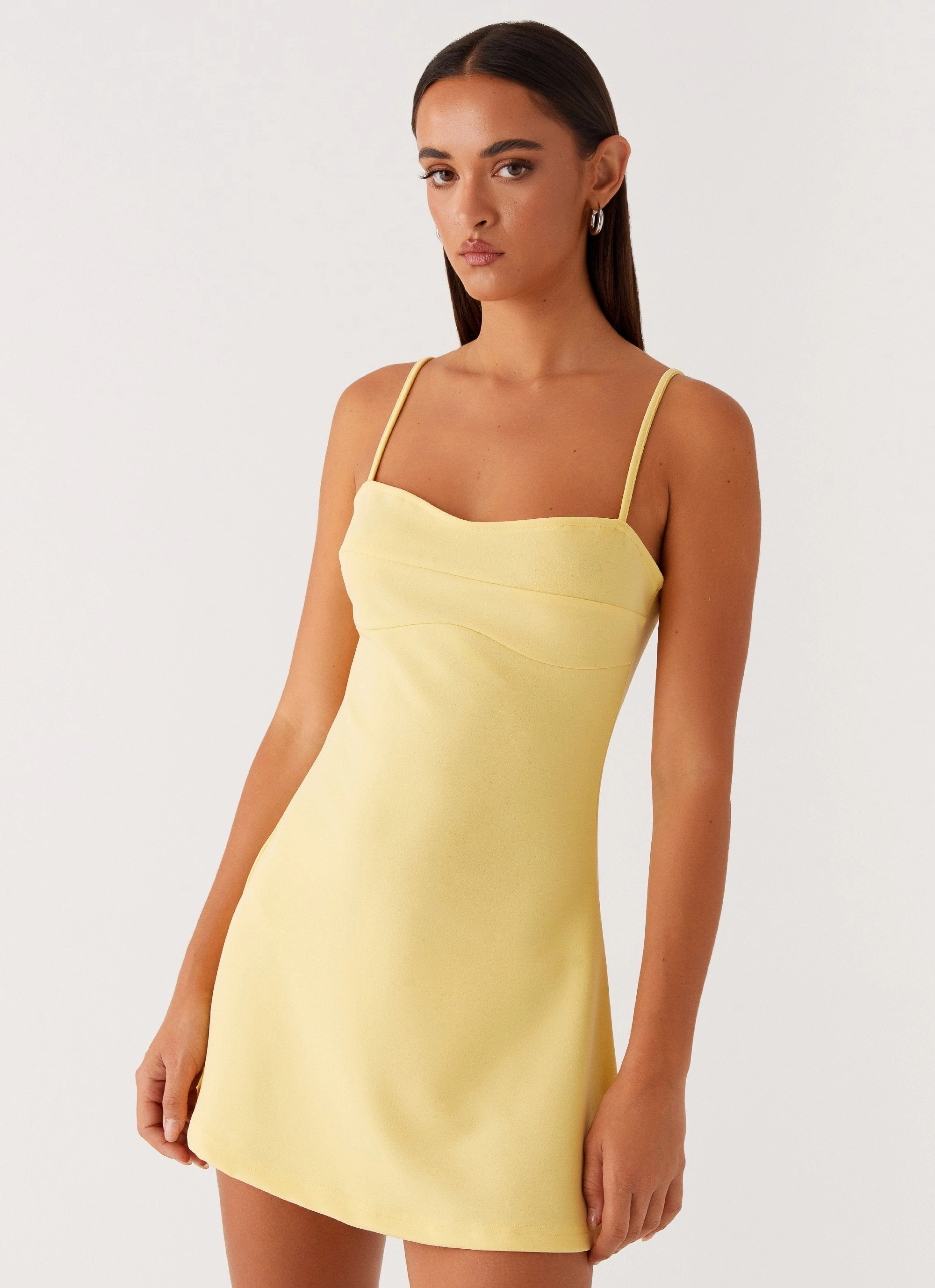 Clean Style Polished Wear Cindy Mini Dress - Yellow