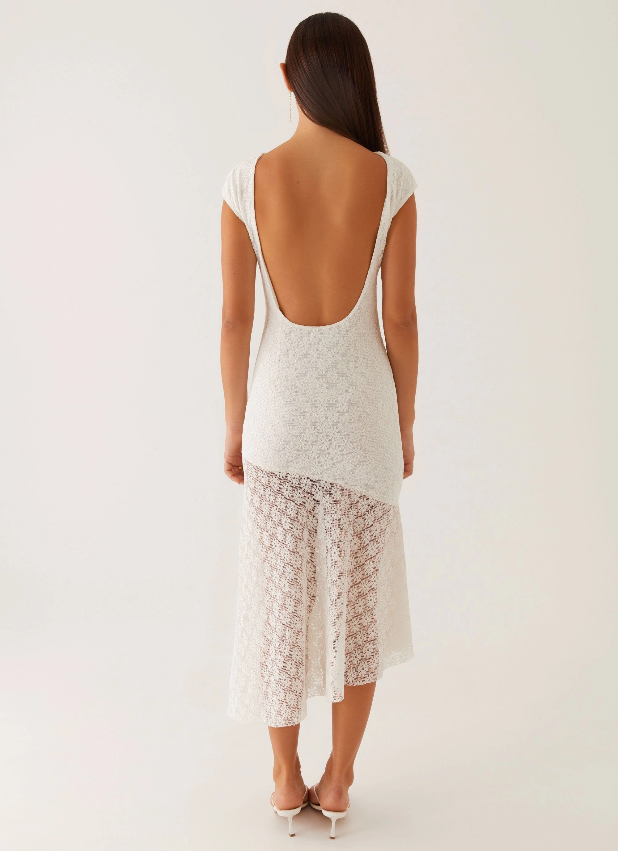 Arielle Open Back Midi Dress - White Cool Motion