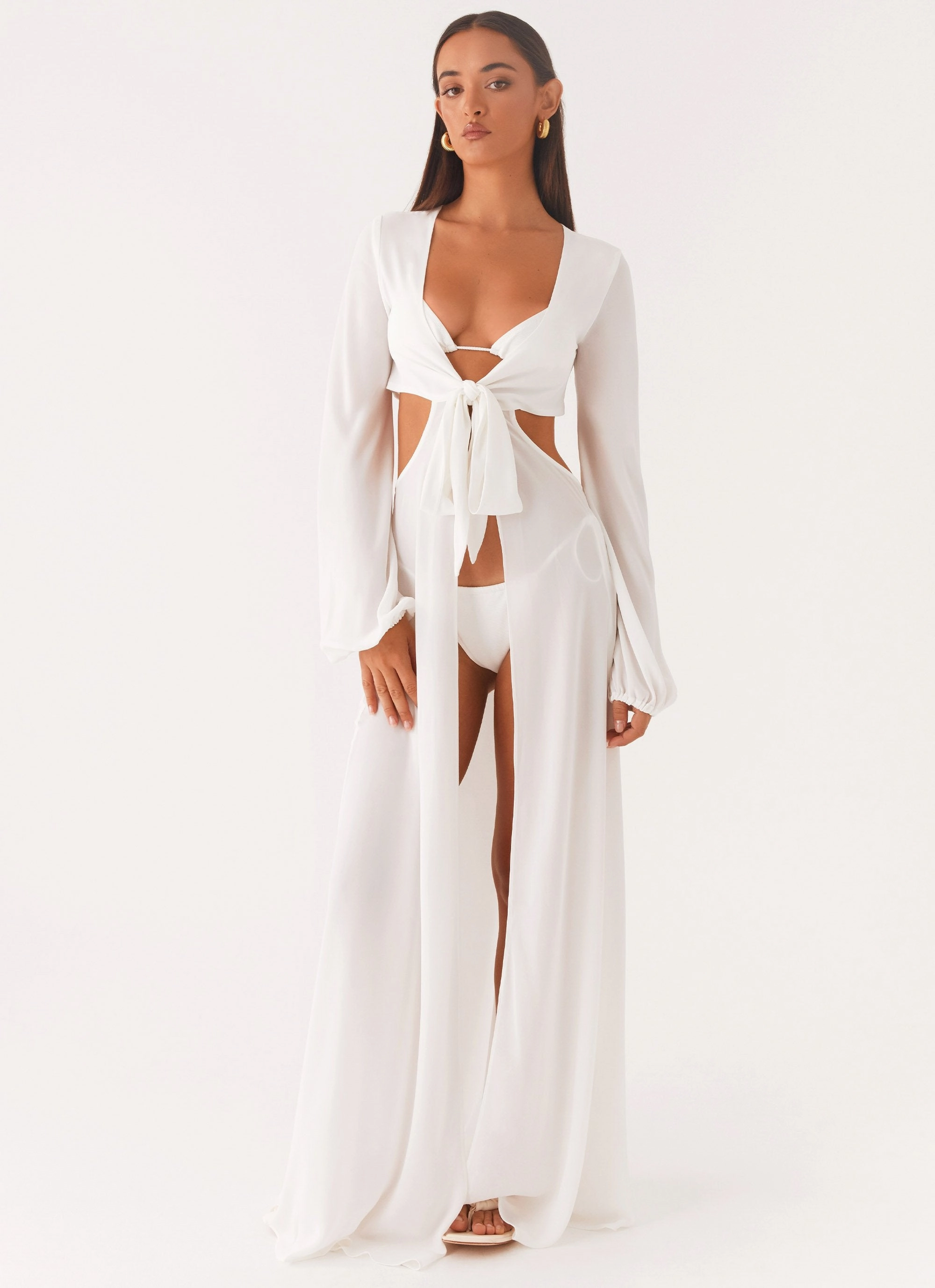 Coastal Maxi Dress - White Saturated Hue Gentle Texture