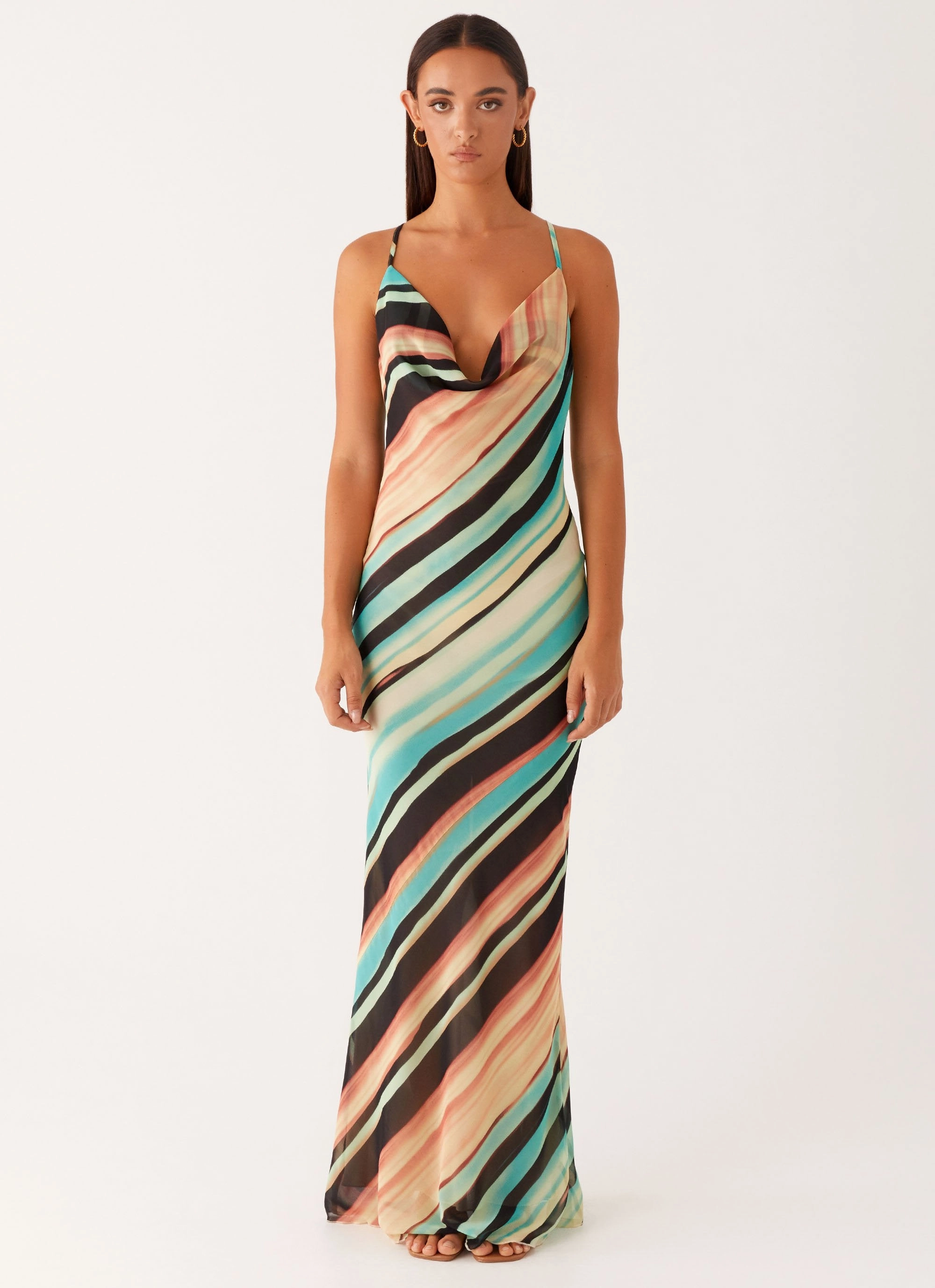 Texture Soft Dance Night Never Knew Maxi Dress - Stripe
