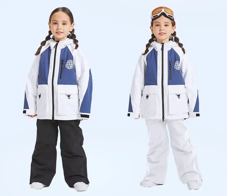 Children Insulated Ski Jacket & Bibs Baggy Snowsuits