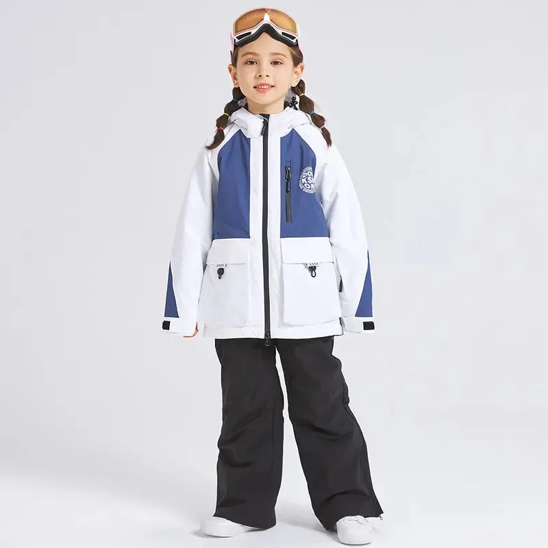 Children Insulated Ski Jacket & Bibs Baggy Snowsuits