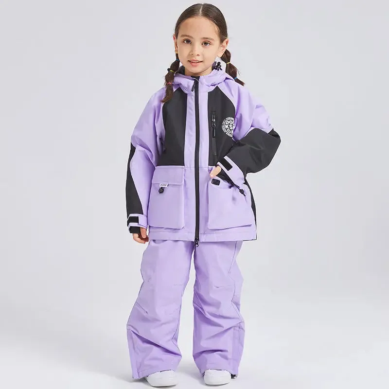 Children Insulated Ski Jacket & Bibs Baggy Snowsuits