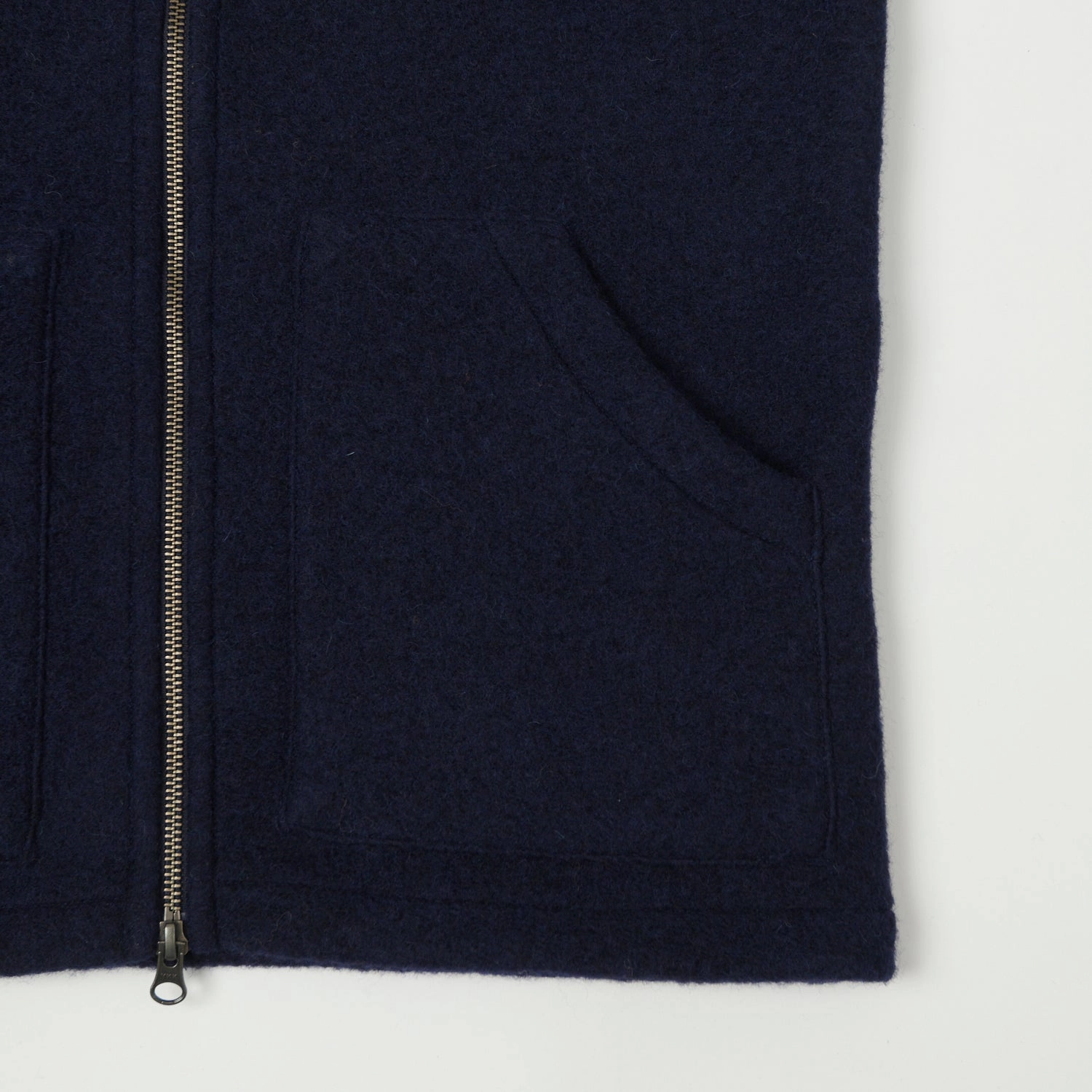 Full Length Zipper Everyday Fit Style Hartford Knitted Wool Vest - Navy