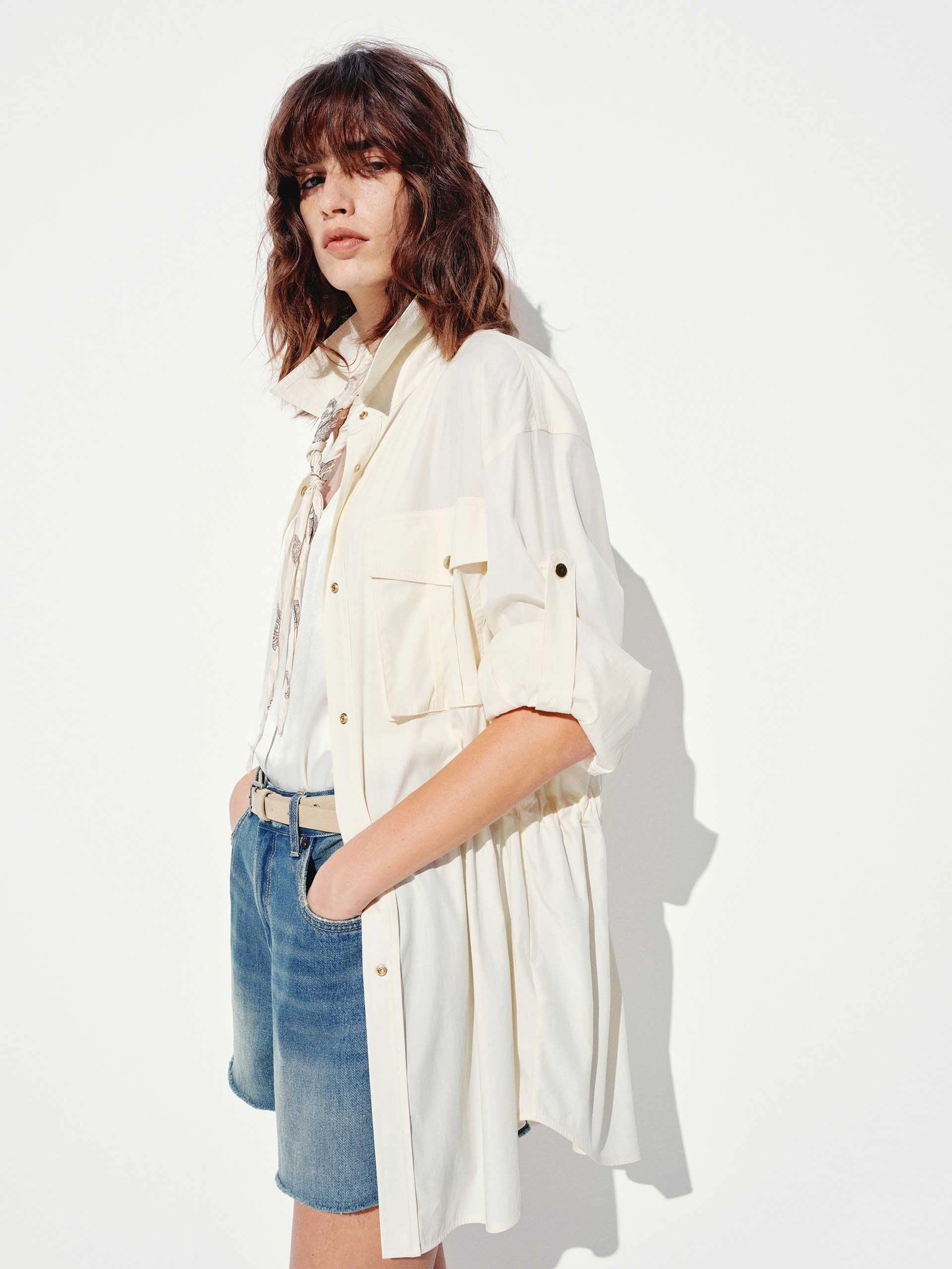 Elastic Binding Elastic Waist Cargo Jacket