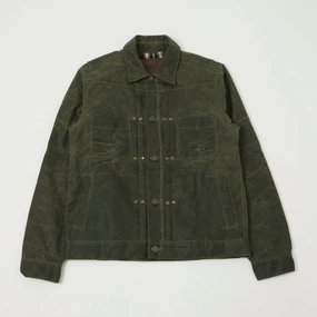 Temperature Regulating Freenote Cloth 'Riders' Waxed Canvas Jacket - Olive