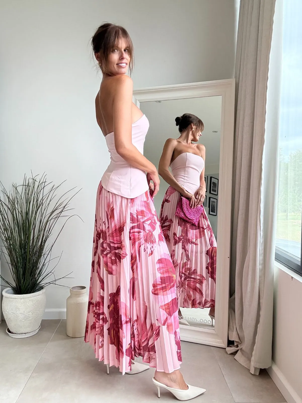 Feminine Layers Madelaine Bandeau Dress in Pink