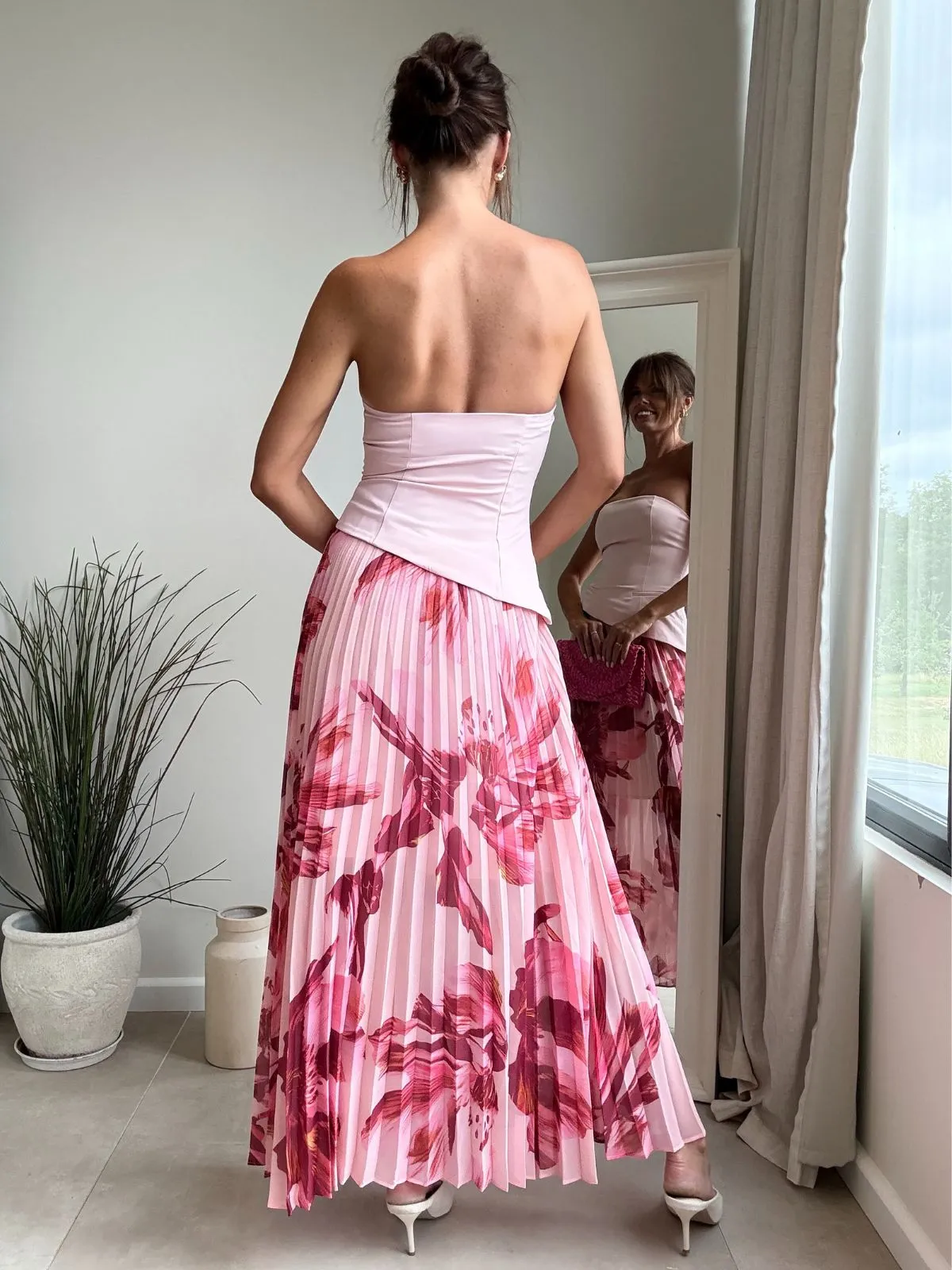 Layered Look Madelaine Bandeau Dress in Pink