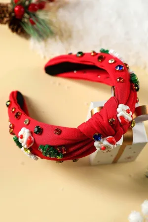 Christmas Rhinestone Icons Knotted Headband